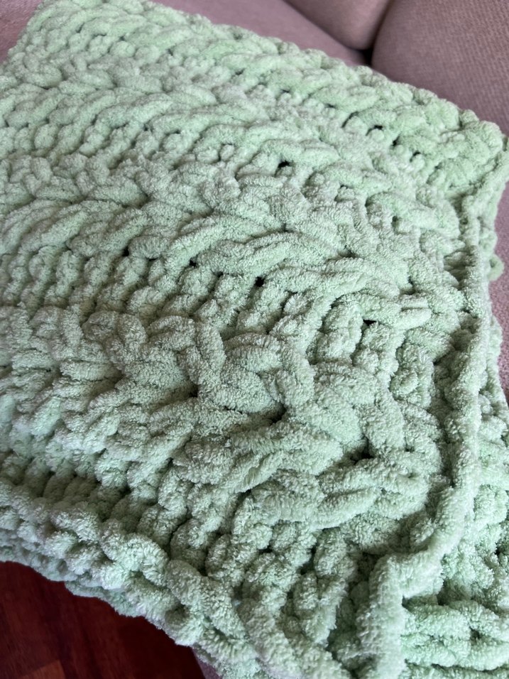 Pastel Yeşil Örgü Çocuk Battaniyesi - Görsel 2