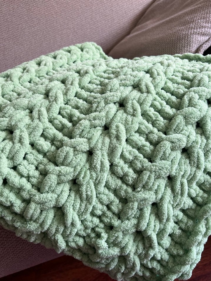 Pastel Yeşil Örgü Çocuk Battaniyesi - Görsel 3