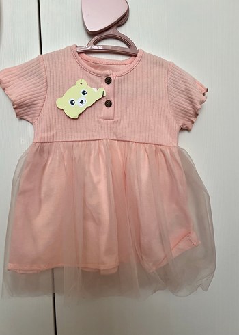 HelloBaby Pembe Kısa Kollu Kız Çocuk Elbise