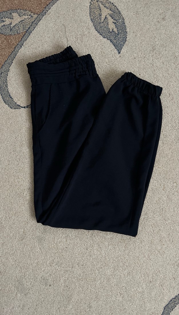 Siyah Bol Kesim Kadın Eşofman Altı - Görsel 2