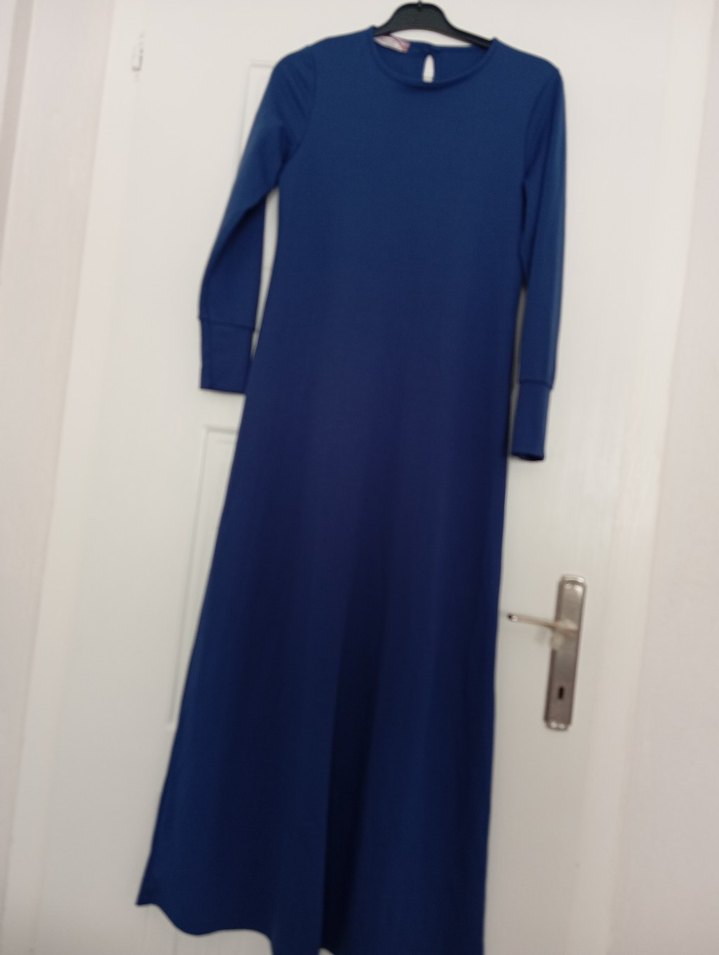 Uzun Kollu mavi kadın tesettür elbise - Görsel 2