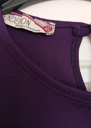 Uzun Kollu Mor tesettür Elbise - Görsel 4