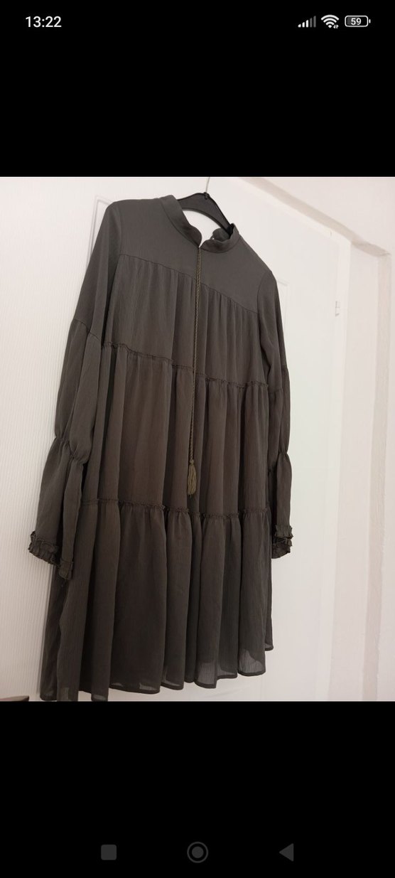 yeşil  Uzun Kollu şifon Tunik - Görsel 3