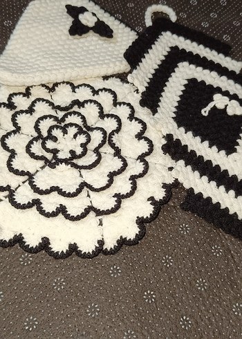 El Örgüsü Siyah Beyaz Banyo Süngeri Seti - Görsel 3