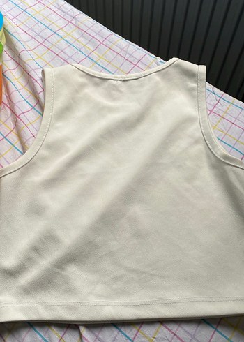 Bej Baskılı Kolsuz crop - Görsel 2