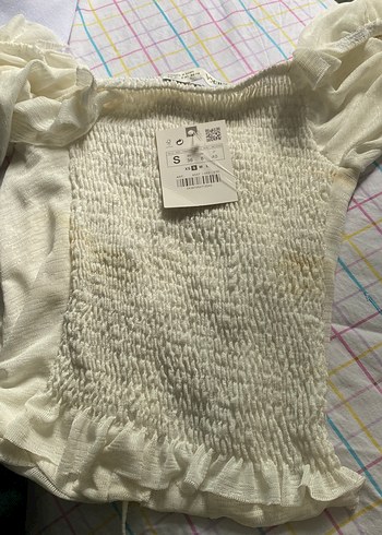 Beyaz Keten Fırfırlı Bluz - Görsel 3