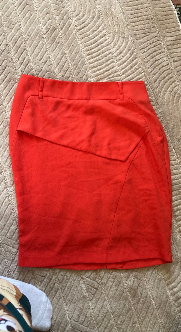 Kırmızı Drapeli Midi  Etek - Görsel 2