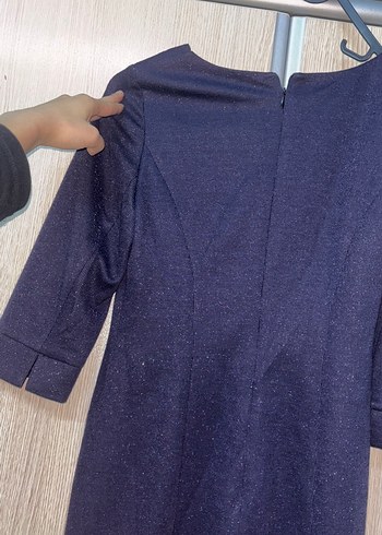 Simli Lacivert Midi Triko Elbise - Görsel 5