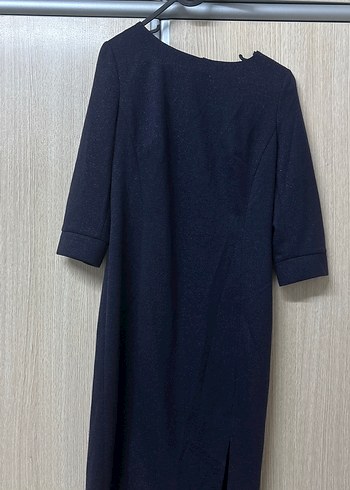 Simli Lacivert Midi Triko Elbise - Görsel 2