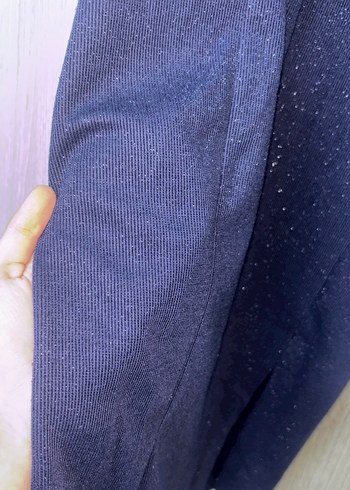 Simli Lacivert Midi Triko Elbise - Görsel 3