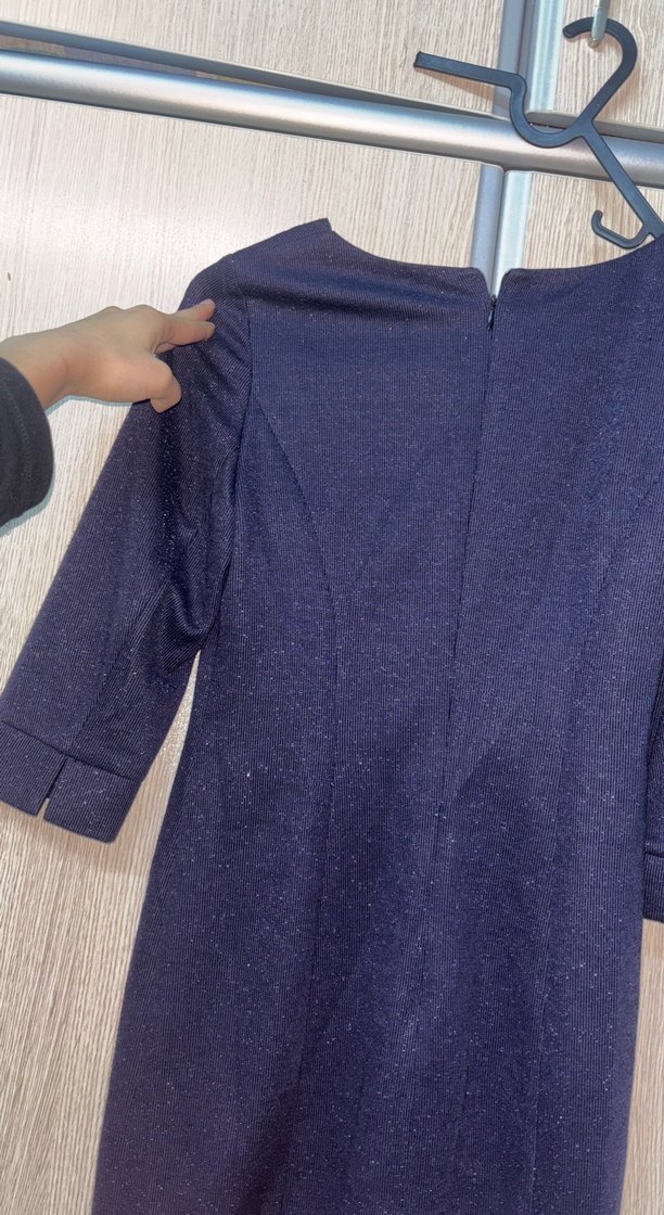 Simli Lacivert Midi Triko Elbise - Görsel 5