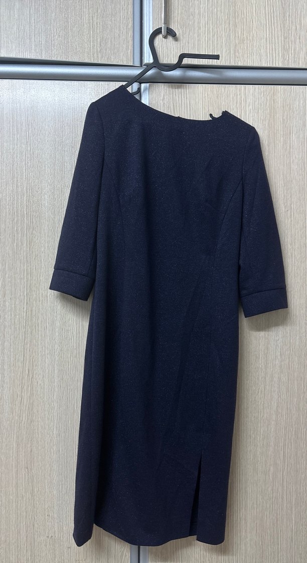 Simli Lacivert Midi Triko Elbise - Görsel 2