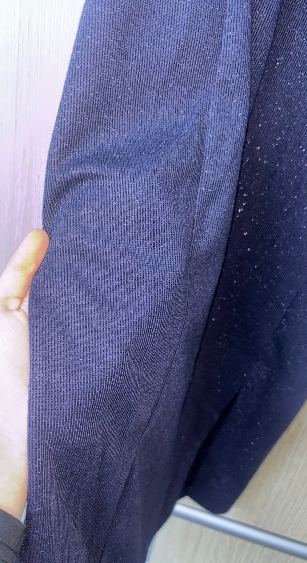 Simli Lacivert Midi Triko Elbise - Görsel 3