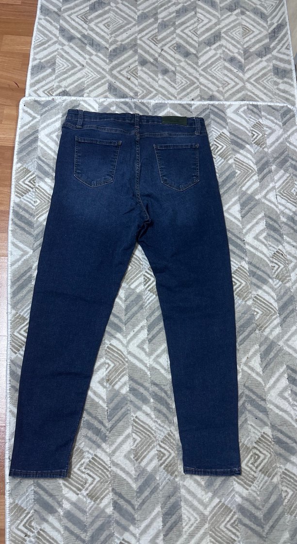 Kadın Lacivert Bağlamalı Regular Fit Denim Pantolon - Görsel 3