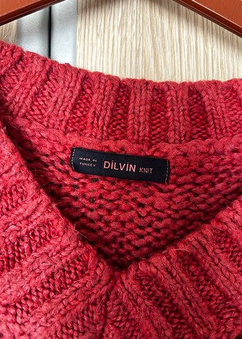 Bordo V Yaka Örgü Kadın Kazak - Görsel 2