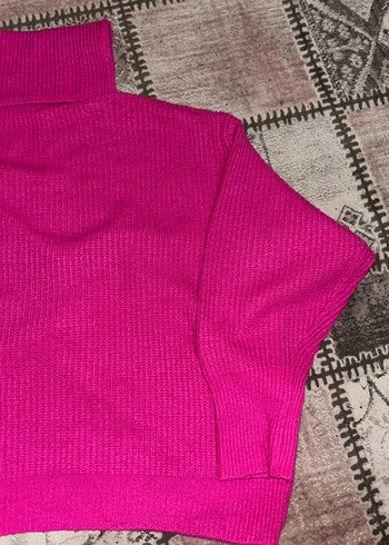 Kadın Pembe Boğazlı Triko Kazak - Görsel 4
