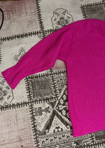 Kadın Pembe Boğazlı Triko Kazak - Görsel 3