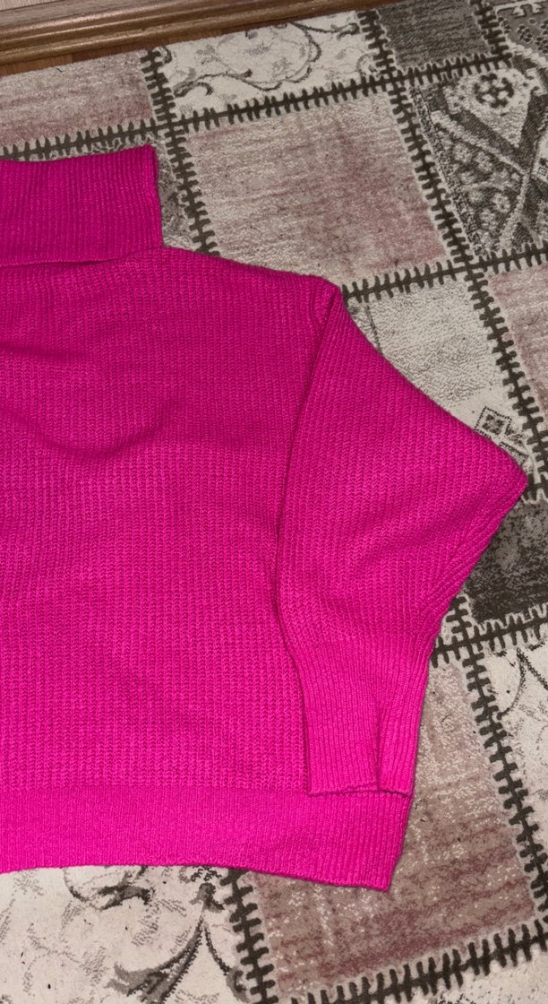 Kadın Pembe Boğazlı Triko Kazak - Görsel 4