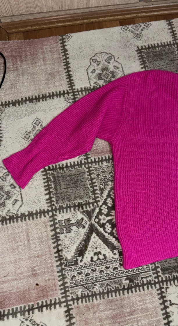 Kadın Pembe Boğazlı Triko Kazak - Görsel 3