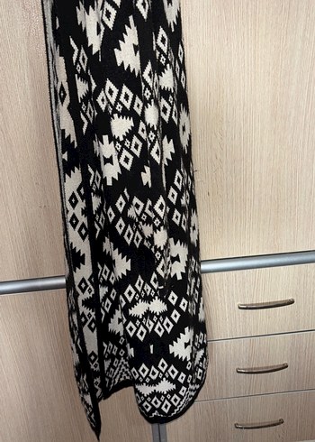 Bohem Siyah Örgü Desenli Kadın uzun hırka - Görsel 7