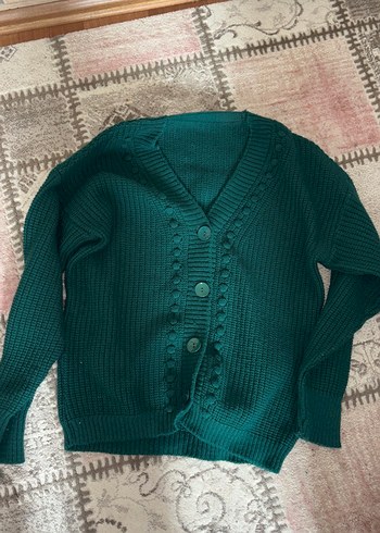 Örgü Bohem Kadın Hırka, Uzun Kollu, Yeşil - Görsel 2