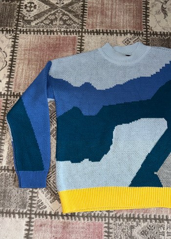 Renkli Bağlama Desenli Triko Kadın Kazak - Görsel 2