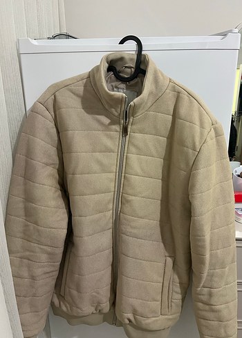 Bej Fermuarlı Yüksek Yakalı Erkek Polar mont