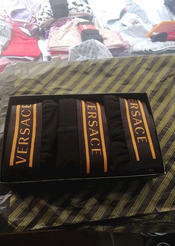 Versace Siyah Baskılı Erkek Boxer 3'lü Set