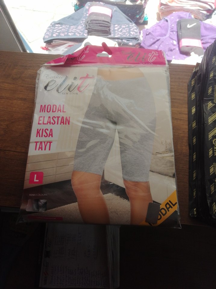 Gri Kısa Elastik Tayt XL - Görsel 2