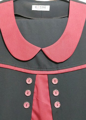 Bordo Siyah Düğmeli Gebelik Tuniği - Görsel 2