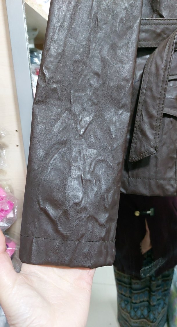 Kahverengi Deri Kemerli Kadın Ceket - Görsel 2