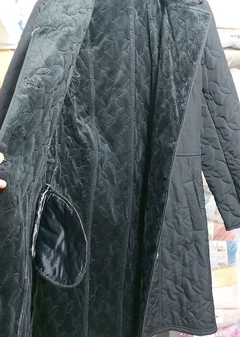 Düğmeli Siyah Uzun Kadın Ceket - Görsel 4