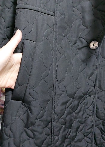 Düğmeli Siyah Uzun Kadın Ceket - Görsel 2