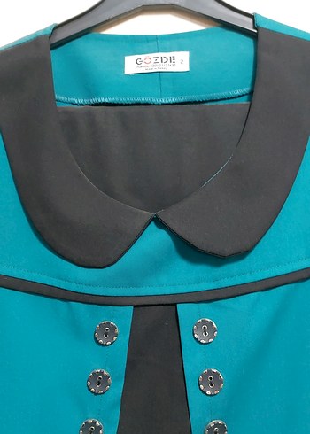 Düğmeli Turkuaz Hamile Tunik - Görsel 2