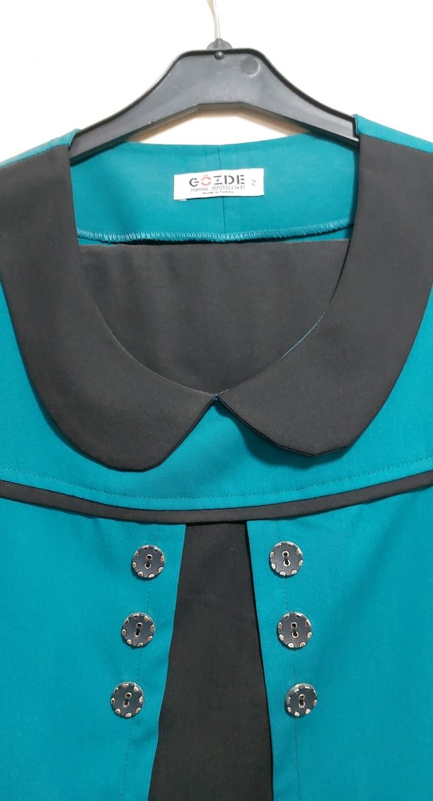 Düğmeli Turkuaz Hamile Tunik - Görsel 2