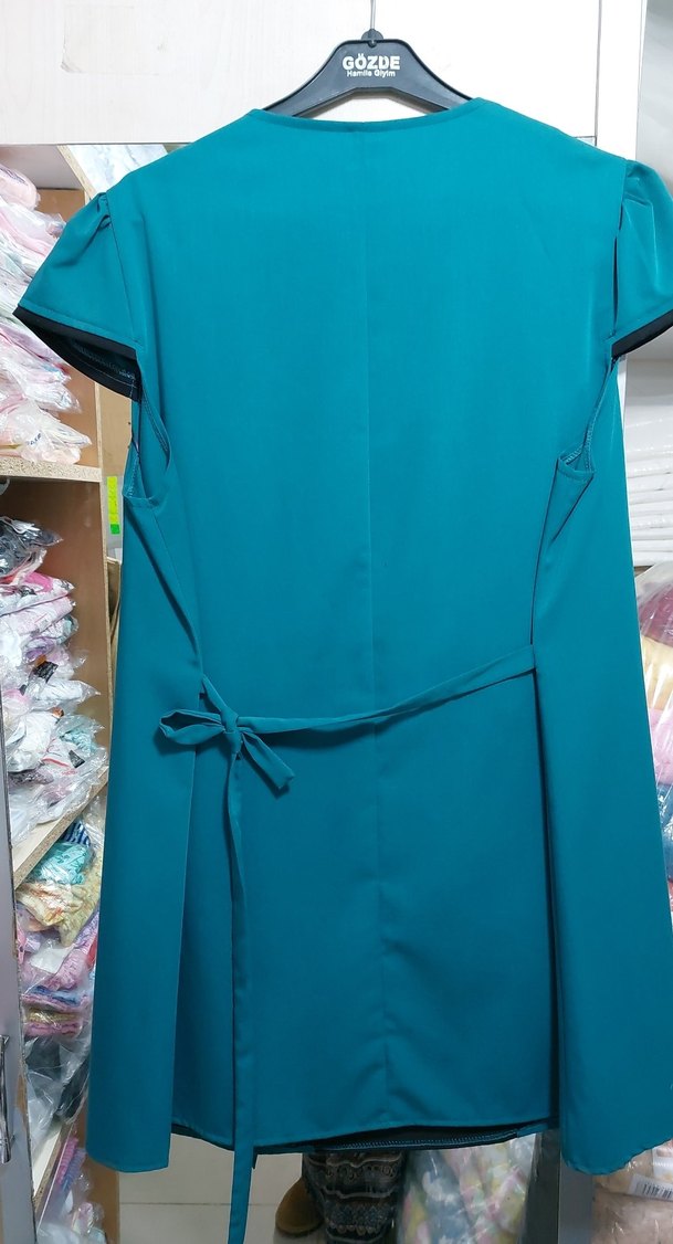 Düğmeli Turkuaz Hamile Tunik - Görsel 4