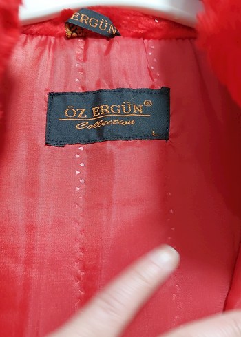 Kırmızı Kadın Uzun Kaban Kürklü - Görsel 5