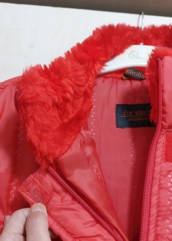 Kırmızı Kadın Uzun Kaban Kürklü - Görsel 8