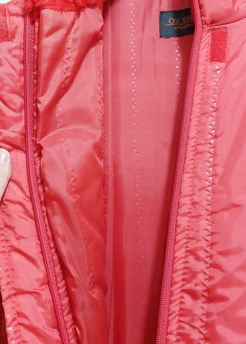 Kırmızı Kadın Uzun Kaban Kürklü - Görsel 4