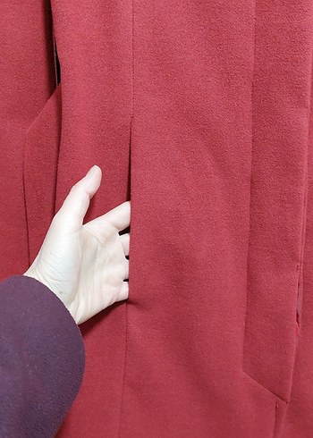 Düğmeli Bordo Kaban - Görsel 4