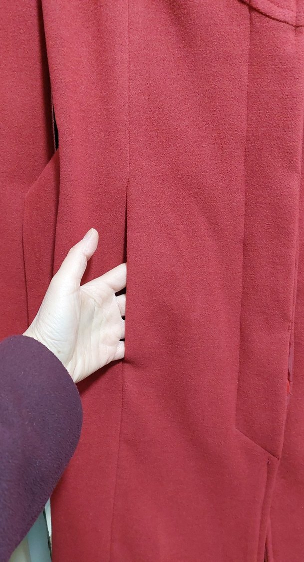 Düğmeli Bordo Kaban - Görsel 4