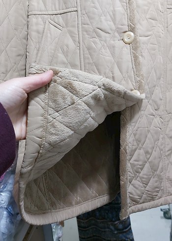 Düğmeli Bej Midi Kadın Ceket - Görsel 3