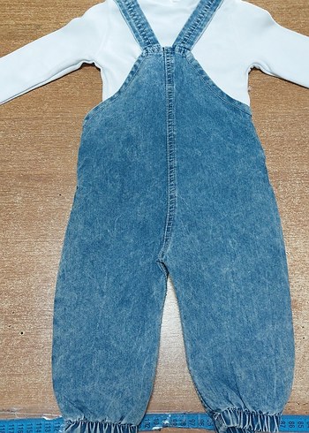 Nakışlı Mavi Denim kız  Çocuk Tulum - Görsel 5