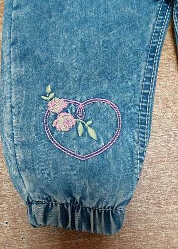 Nakışlı Mavi Denim kız  Çocuk Tulum - Görsel 3