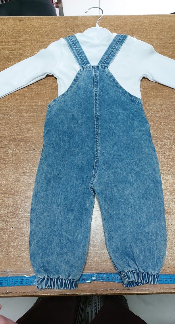 Nakışlı Mavi Denim kız  Çocuk Tulum - Görsel 5