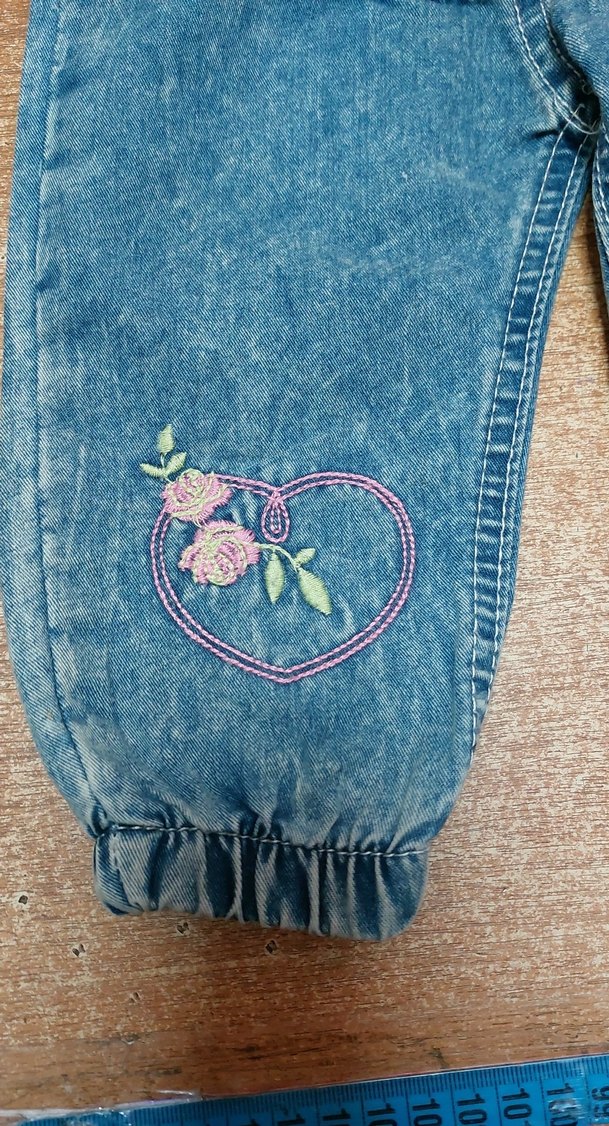 Nakışlı Mavi Denim kız  Çocuk Tulum - Görsel 3