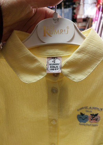 Sarı Nakışlı Kız Gömleği, Uzun Kollu - Görsel 3