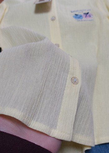 Sarı Nakışlı Kız Gömleği, Uzun Kollu - Görsel 8