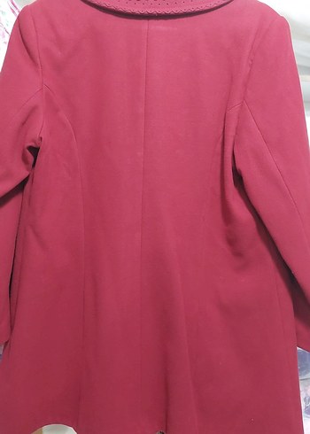 Düğmeli koyu kırmızı Kadın Kaban - Görsel 5