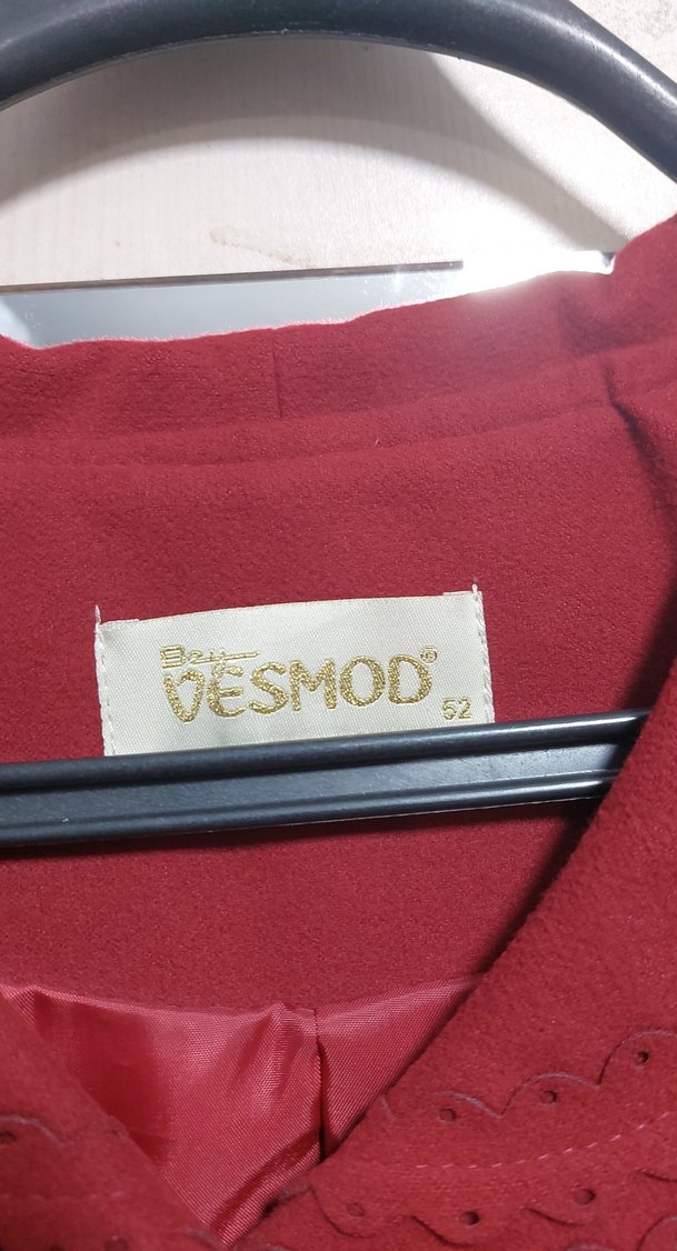 Düğmeli koyu kırmızı Kadın Kaban - Görsel 3